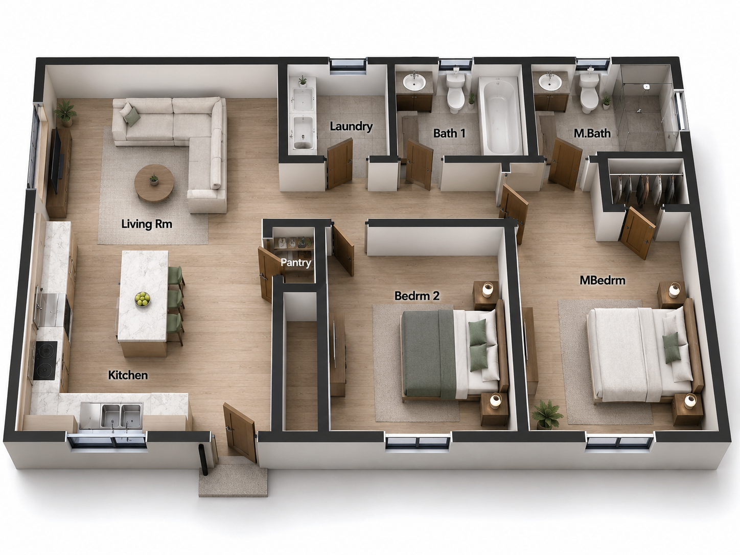 3D floor plan of modular unit